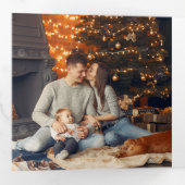 Minimalistisch kerstfeest toen waren er vier gezin drieluik wenskaart (Binnenzijde eerst)