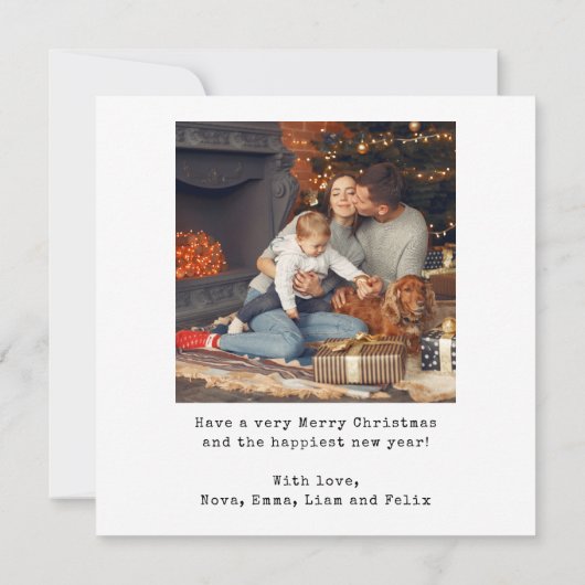 Minimalistisch kerstfeest toen waren er vier gezin feestdagenkaart (Achterkant)