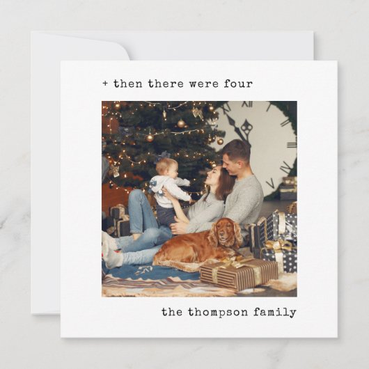 Minimalistisch kerstfeest toen waren er vier gezin feestdagenkaart (Voorkant)