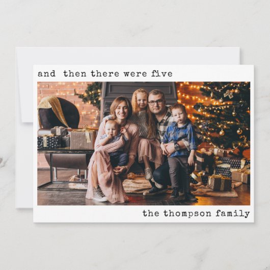 Minimalistisch kerstfeest toen waren er vijf gezin feestdagenkaart (Voorkant)