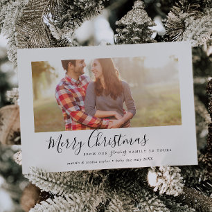 Minimalistisch kerstfeest uit onze groeiende famil feestdagenkaart