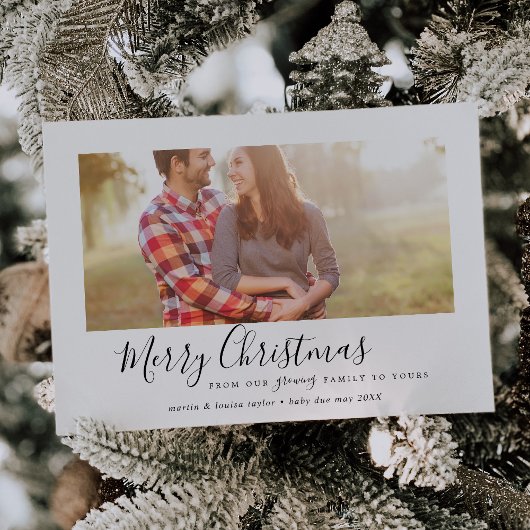 Minimalistisch kerstfeest uit onze groeiende famil feestdagenkaart