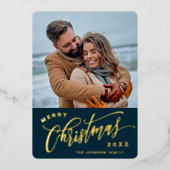 Minimalistisch kerstfeestmaal folie feestdagenkaart (Voorkant)