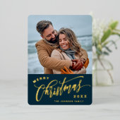 Minimalistisch kerstfeestmaal folie feestdagenkaart (Staand Voorkant)