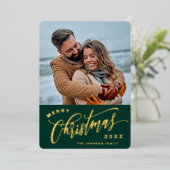 Minimalistisch kerstfeestmaal folie feestdagenkaart (Staand Voorkant)