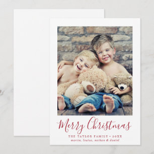 Minimalistisch kerstfoto van Red Merry Feestdagenkaart