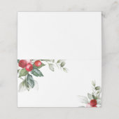 Minimalistisch kerstgroen & rode bessen bruiloft plaatskaartje (Buitenkant ongevouwen)