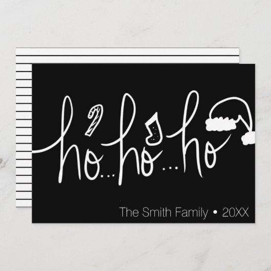 Minimalistisch kersthandschrift zwart wit feestdagenkaart (Voorkant / Achterkant)