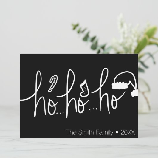 Minimalistisch kersthandschrift zwart wit feestdagenkaart (Staand voorkant)