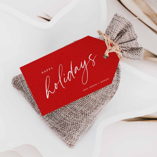 Minimalistisch kerstkalligrafietoestel Label Cadeaulabel