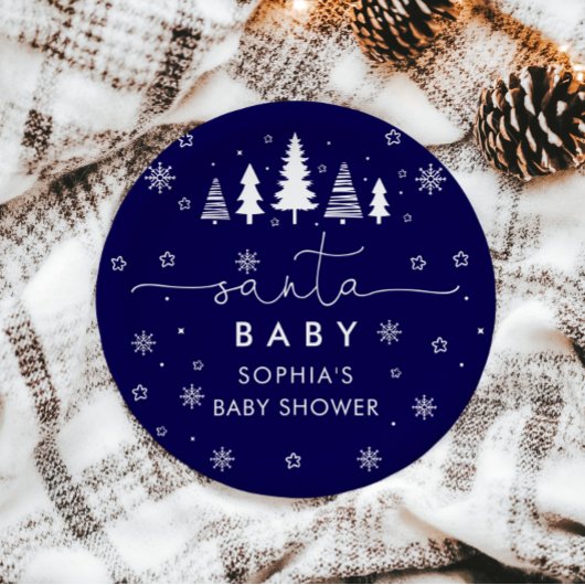 Minimalistisch Kerstman Baby shower Papieren Bordje
