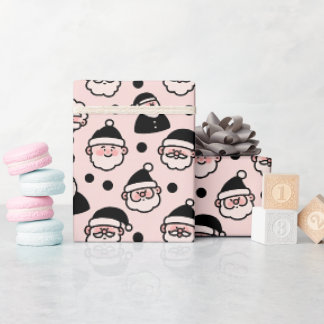 Minimalistisch Kerstmannengezicht Kerstcadeaupapie Cadeaupapier