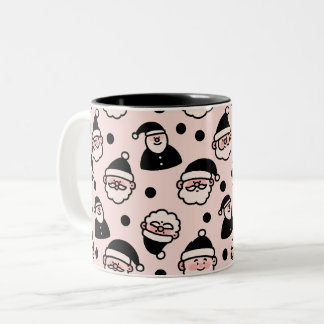Minimalistisch Kerstmannengezicht Kerstmis Tweekleurige Koffiemok