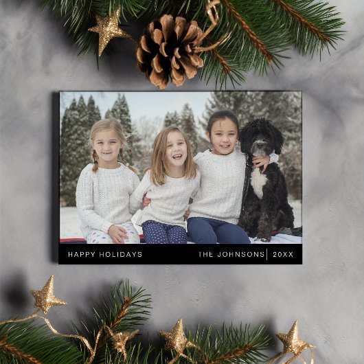 Minimalistisch Kerstmis Modern Familieportret Eenv Feestdagen Kaart