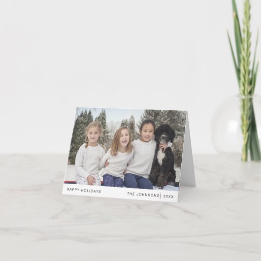 Minimalistisch Kerstmis Modern Familieportret Eenv Feestdagen Kaart (Voorkant)