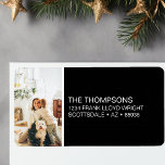 Minimalistisch Kerstmisfoto Aangepast retouradres Etiket<br><div class="desc">Verhoog de elegantie van uw vakantiekaartenveloppen met onze Black Minimalist Christmas Photo Custom Return Address Labels. Deze labels combineren functionaliteit met stijl, zodat u uw warmste vakantiewensen op een strakke en verfijnde manier kunt overbrengen. Deze labels zijn ontworpen met een minimalistische benadering en hebben een schone en klassieke zwarte achtergrond...</div>