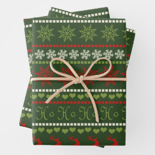 Minimalistisch kerstpatroon - Sneeuwvlokken, Herte Inpakpapier Vel