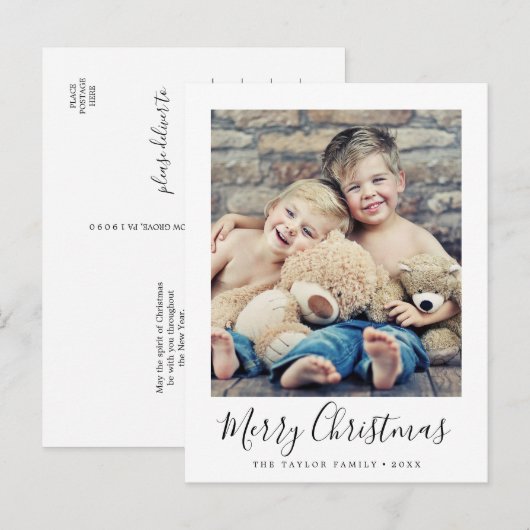 Minimalistisch kerstportret voor Merry Feestdagenkaart (Voorkant / Achterkant)