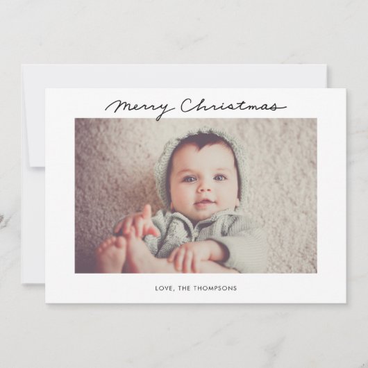 Minimalistisch kerstscript fotokaart feestdagenkaart (Voorkant)