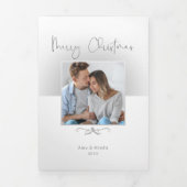Minimalistisch kerstscript/fotozilver drieluik kaart (Cover)