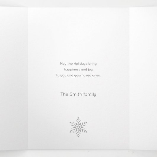 Minimalistisch kerstscript/fotozilver drieluik kaart (Binnenkant midden)