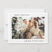 Minimalistisch kerstscript met foto  feestdagenkaart (Voorkant)