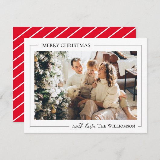 Minimalistisch kerstscript met foto  feestdagenkaart (Voorkant / Achterkant)