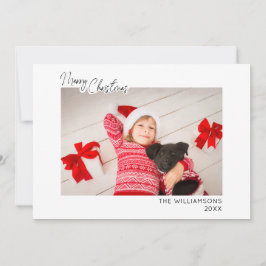 Minimalistisch Kerstscript voor Familie Foto's Feestdagenkaart