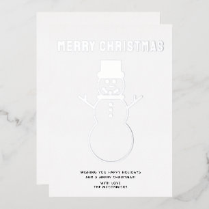 Minimalistisch kerstsnowman Silver Folie Feestdagenkaart