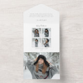 Minimalistisch kerstviering Multi-Photo Grey Chevr All In One Uitnodiging (Binnen)