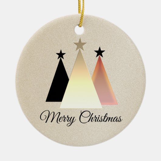 Minimalistisch kerstzwart en Roos Gold Keramisch Ornament (Voorkant)