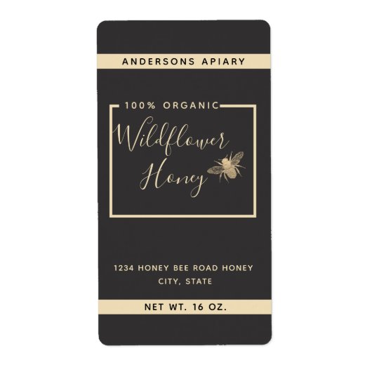 Minimalistisch keurmerk van de moderne honingbijen etiket (Voorkant)