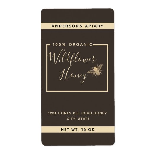 Minimalistisch keurmerk van de moderne honingbijen etiket (Voorkant)
