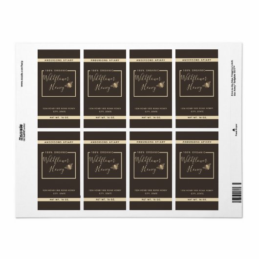 Minimalistisch keurmerk van de moderne honingbijen etiket (Full Sheet)