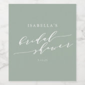 Minimalistisch Klassic Dusty Sage Green Vrijgezell Wijn Etiket (Enkel label)