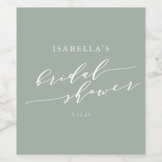 Minimalistisch Klassic Dusty Sage Green Vrijgezell Wijn Etiket (Enkel label)