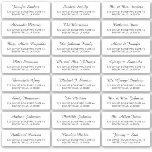 Minimalistisch klassiek adresetiket voor bruiloft sticker (Voorkant)