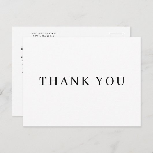 Minimalistisch klassiek, eenvoudig dank u briefkaa uitnodiging briefkaart (Voorkant / Achterkant)