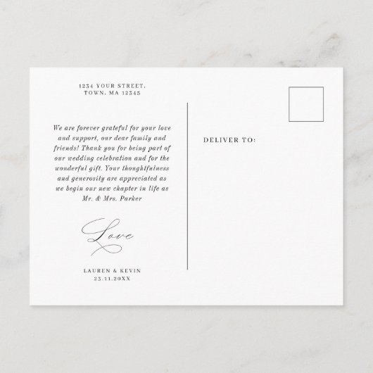 Minimalistisch klassiek, eenvoudig dank u briefkaa uitnodiging briefkaart (Achterkant)