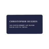 Minimalistisch klassiek elegant marineblauw wit la etiket (Voorkant)