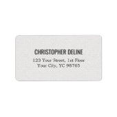 Minimalistisch klassiek elegant textuur wit label (Voorkant)