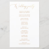 Minimalistisch Klassiek Gouden Script Trouwprogram (Achterkant)