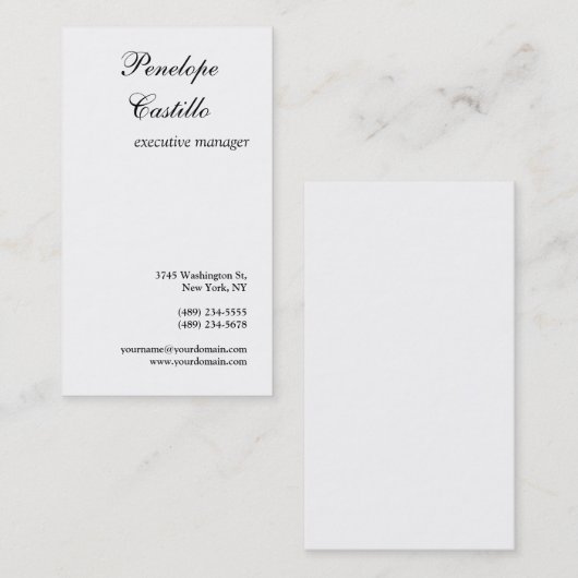 Minimalistisch klassiek handgeschreven script visitekaartje (Voorkant / Achterkant)