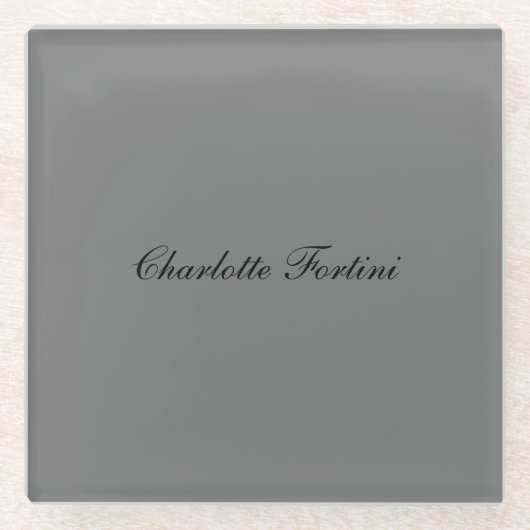 Minimalistisch klassiek handschrift script naam gr glazen onderzetter (Voorkant)