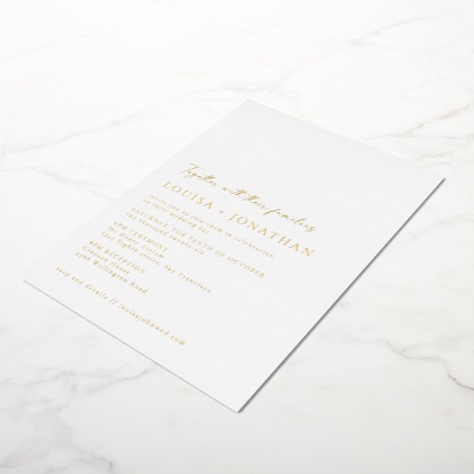 Minimalistisch klassiek klassiek script bruiloft W Folie Uitnodiging (Gedraaid)