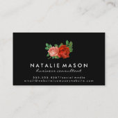 Minimalistisch Klassiek Monogram met Rozen Visitekaartje (Achterkant)