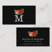 Minimalistisch Klassiek Monogram met Rozen Visitekaartje (Voorkant / Achterkant)