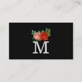 Minimalistisch Klassiek Monogram met Rozen Visitekaartje (Voorkant)
