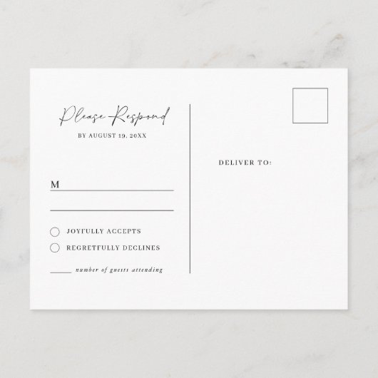 Minimalistisch klassiek rsvp-briefkaart uitnodiging briefkaart (Achterkant)