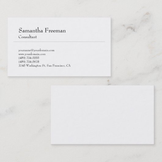 Minimalistisch klassiek zwart-wit visitekaartje (Voorkant / Achterkant)